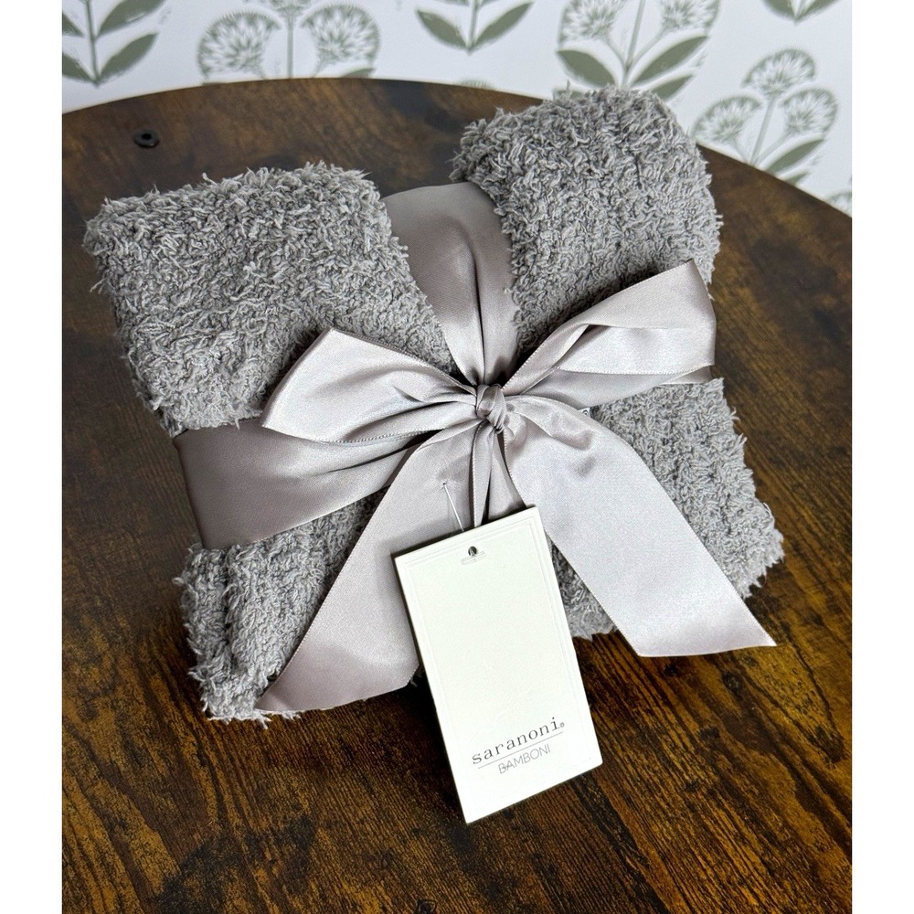 Saranoni Bamboni Mini Receiving Blanket Plush Gray 15x20 Stroller Gifting New